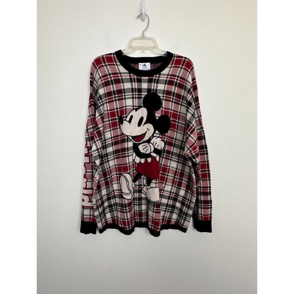 Walt Disney World Christmas Holiday Plaid Sweater Mickey Mouse Spirit Jersey XL